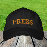 PRESS embroidered baseball cap gold / black hat