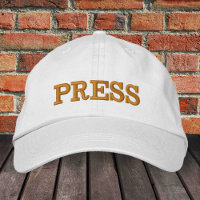 PRESS embroidered baseball cap gold / white hat