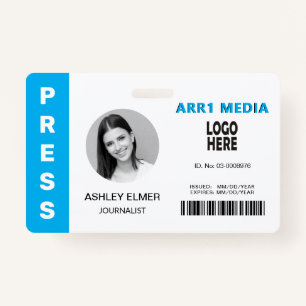 Press employee ID blue photo template ID Badge