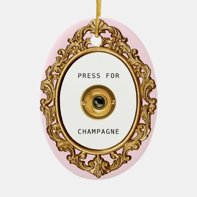 Press for Champagne |  Double sided  Ceramic Tree Decoration (Front)