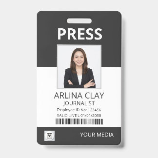 Press ID Badge Photo Journalist Media Pass Black