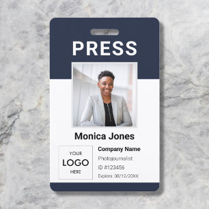 Press Logo Photo QR Code Professional Badge ID Badge