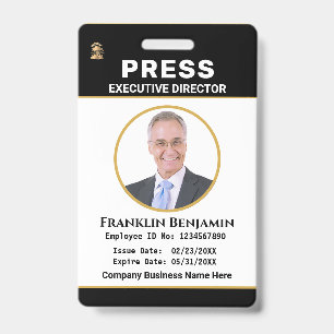 Press Pass Journalist Logo ID Card Personalise Badge