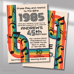 Press Play & Rewind Retro Cassette 45th Birthday Invitation