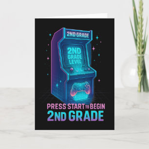 Press Start 2nd Grade Gamer Kids Level Up Fun 1 Card