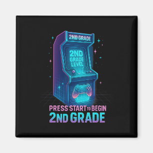 Press Start 2nd Grade Gamer Kids Level Up Fun 1 Magnet