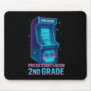Press Start 2nd Grade Gamer Kids Level Up Fun 1 Mouse Pad
