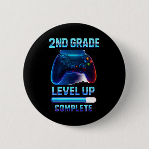 Press Start 2nd Grade Gamer Kids Level Up Fun 2 6 Cm Round Badge