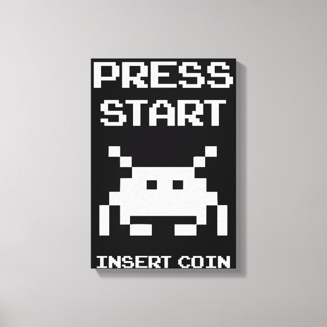 Press Start Insert Coin gamer design Canvas Print (Front)