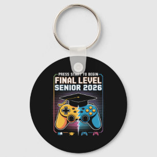 Press Start To Begin Final Level Senior 2026 Gamer Key Ring