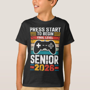 Press Start To Begin Final Level Senior Gamer Vint T-Shirt