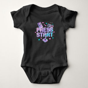 Press Start Y2K Retro Gaming Arcade Chrome 90s Gam Baby Bodysuit