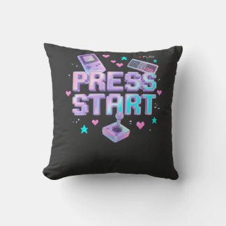 Press Start Y2K Retro Gaming Arcade Chrome 90s Gam Cushion