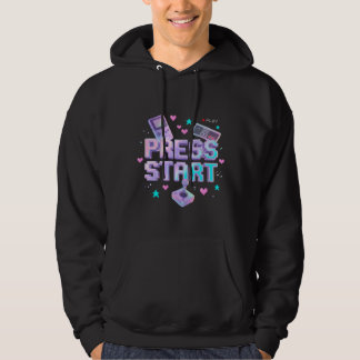 Press Start Y2K Retro Gaming Arcade Chrome 90s Gam Hoodie