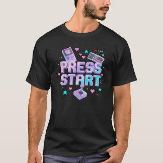 Press Start Y2K Retro Gaming Arcade Chrome 90s Gam T-Shirt