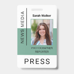 Press worker ID mass media employee photo mint Badge