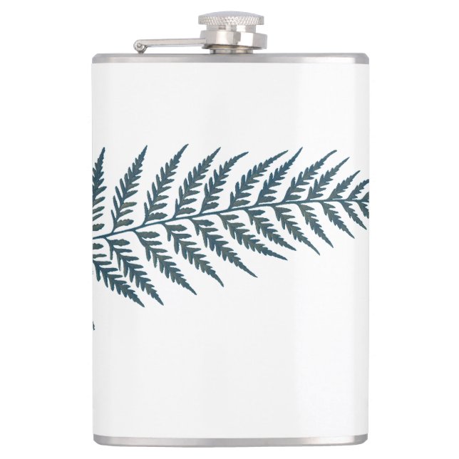 Pressed Botanical Fern Leaf - Mix and Match Colour Hip Flask (Front)