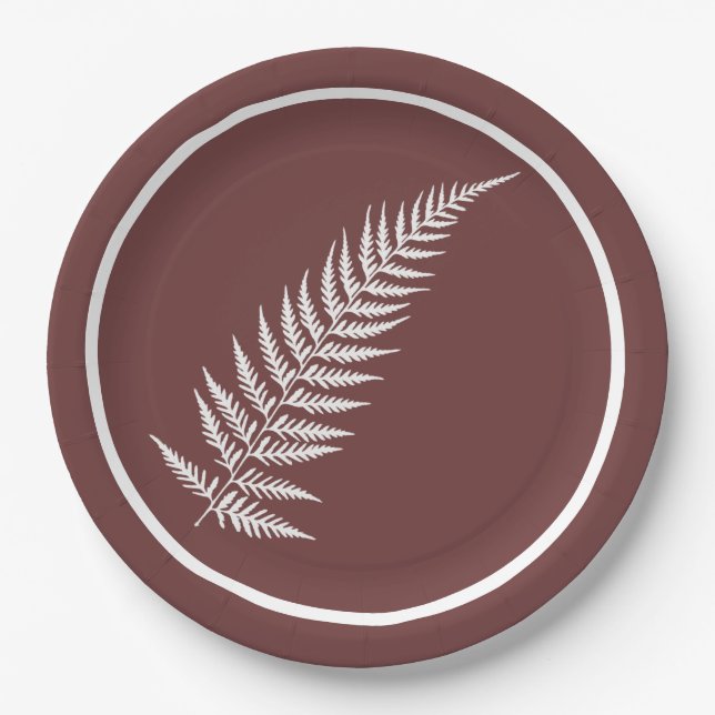 Pressed Botanical Fern Leaf - Mix and Match Colour Paper Plate (Front)