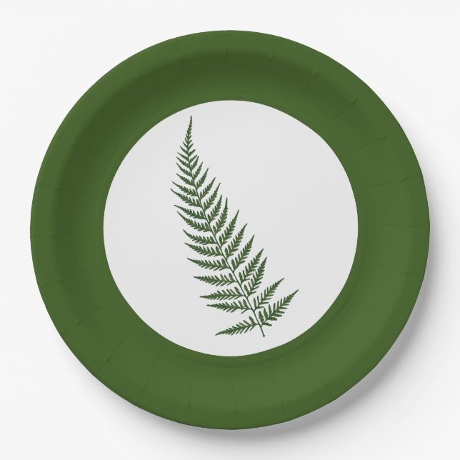 Pressed Botanical Fern Leaf - Mix and Match Colour Paper Plate (Front)