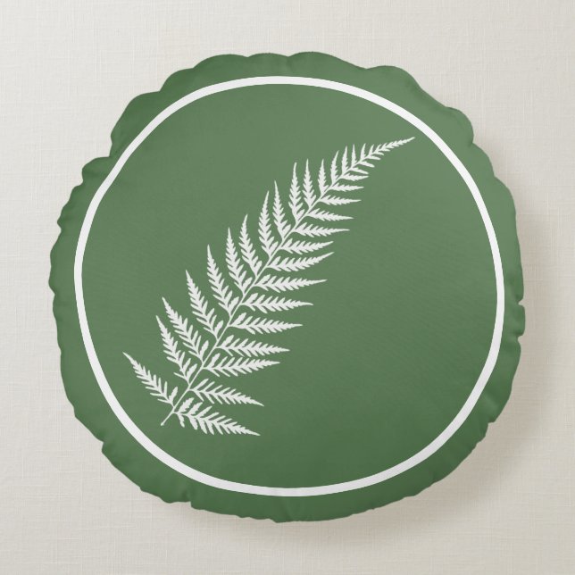 Pressed Botanical Fern Leaf - Mix and Match Colour Round Cushion (Front)