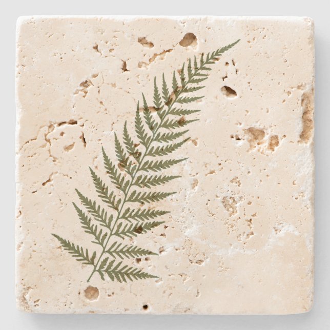 Pressed Botanical Fern Leaf - Mix and Match Colour Stone Coaster (Front)