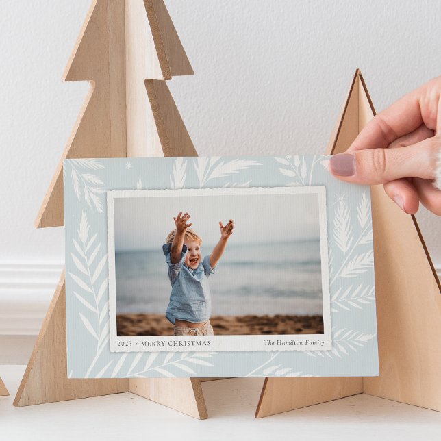 Pressed Botanical Horizontal Photo Holiday Card (Creator Uploaded)