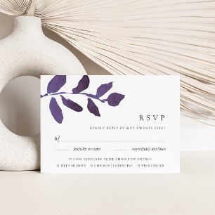 Pressed Botanical Meal Choice RSVP Card   Violet