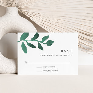 Pressed Botanical RSVP Card   Emerald