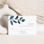 Pressed Botanical RSVP Card | Ultramarine<br><div class="desc">Designed to coordinate with our Pressed Botanical wedding collection,  this chic teal blue and white RSVP card features a single spring of vibrant ultramarine blue watercolor botanical foliage,  topping your desired response date and custom accept and decline wording.</div>