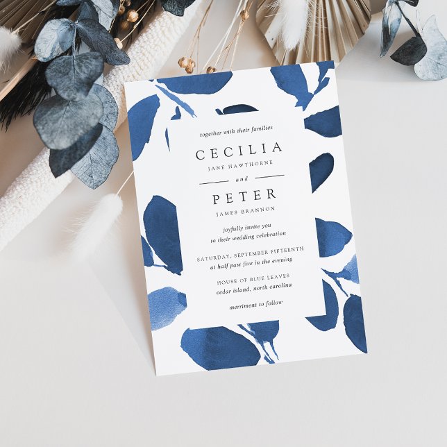 Pressed Botanical Wedding Invitation | Indigo (Creator Uploaded)
