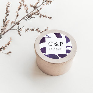 Pressed Botanical Wedding Monogram Classic Round Sticker