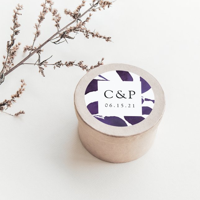 Pressed Botanical Wedding Monogram Classic Round Sticker (Creator Uploaded)