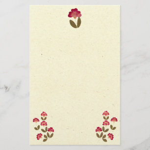 Pressed Bright Pink Tube Flowers Stationery