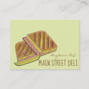 Pressed Cuban Ham Cheese Sandwich Deli Restaurant Business Card