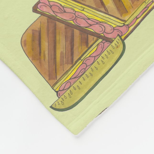 Pressed Cuban Sandwich Ham Cheese Salami PIckle Fleece Blanket (Corner)
