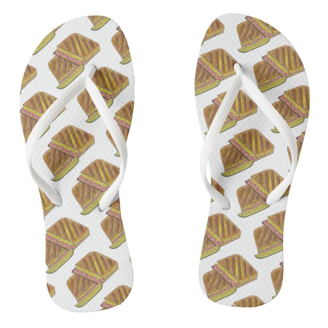 Pressed Cuban Sandwich Ham Cheese Salami PIckle Jandals (Footbed)