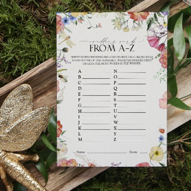 Pressed Floral Wedding Words A-Z Shower Game (Bridal Shower Games!)