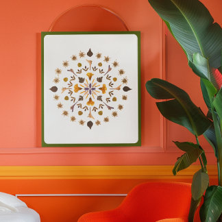 Pressed Flower Botanical Mandala Artwork Poster
