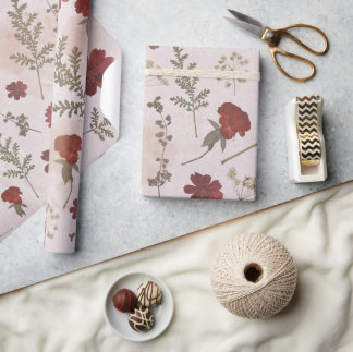 Pressed Flower Christmas Wrapping Paper