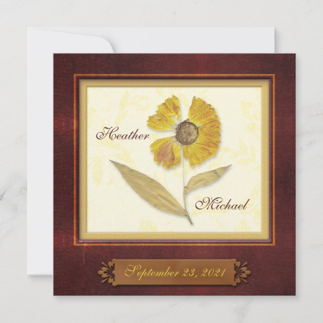 Pressed Flower Frame Autumn Wedding Invitation (Front)