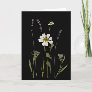 Pressed Flower Greeting Card Black