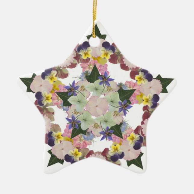 Pressed Flower Pent Ornament (Front)