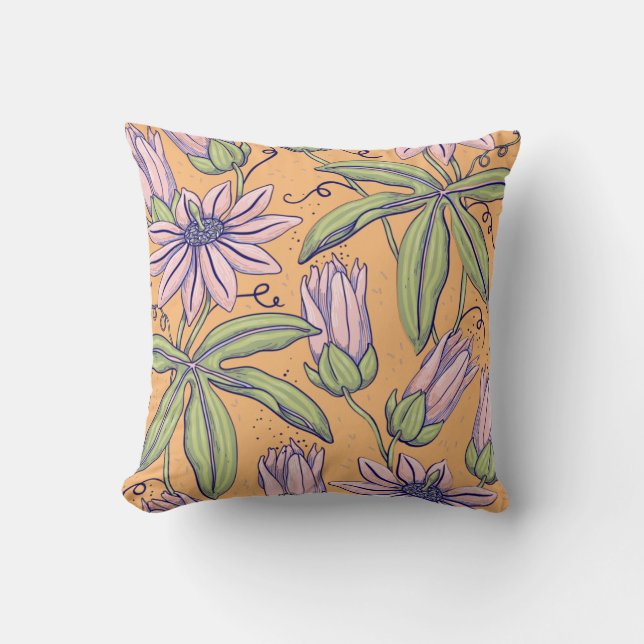 Pressed flower watercolor illustration cushion (Front)