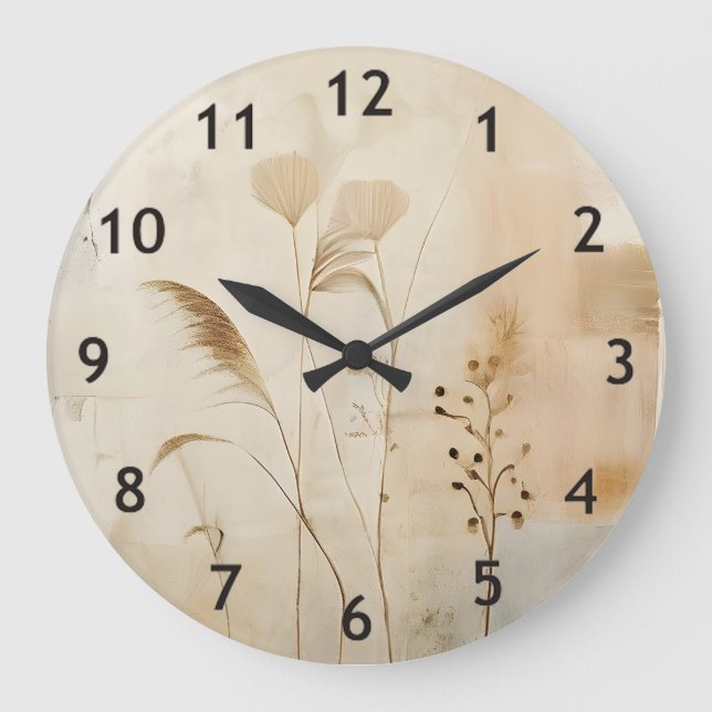 Pressed Flowers and Grass Large Clock (Front)