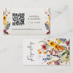 Pressed Flowers Bridal Shower Gift Registry Card