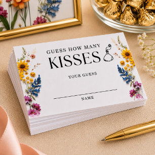 Pressed Flowers Bridal Shower How Many Kisses Card