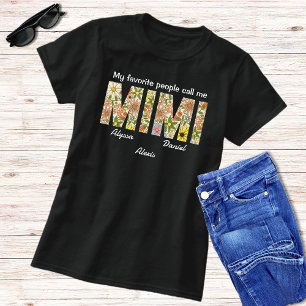 Pressed Flowers Grandkids Names Floral Mimi T-Shirt