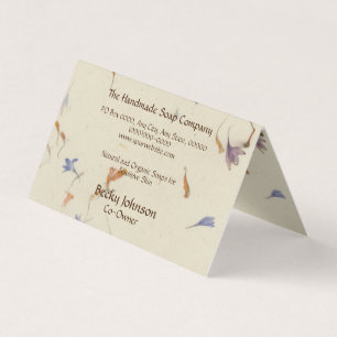 Pressed Flowers Paper Style Folded Business Card