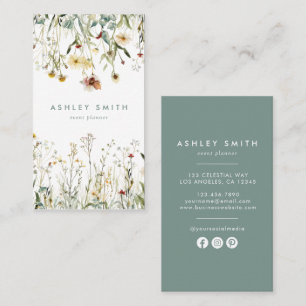 Pressed Flowers Social Media Business Card