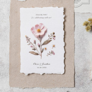 Pressed Flowers Wedding Thank You Card